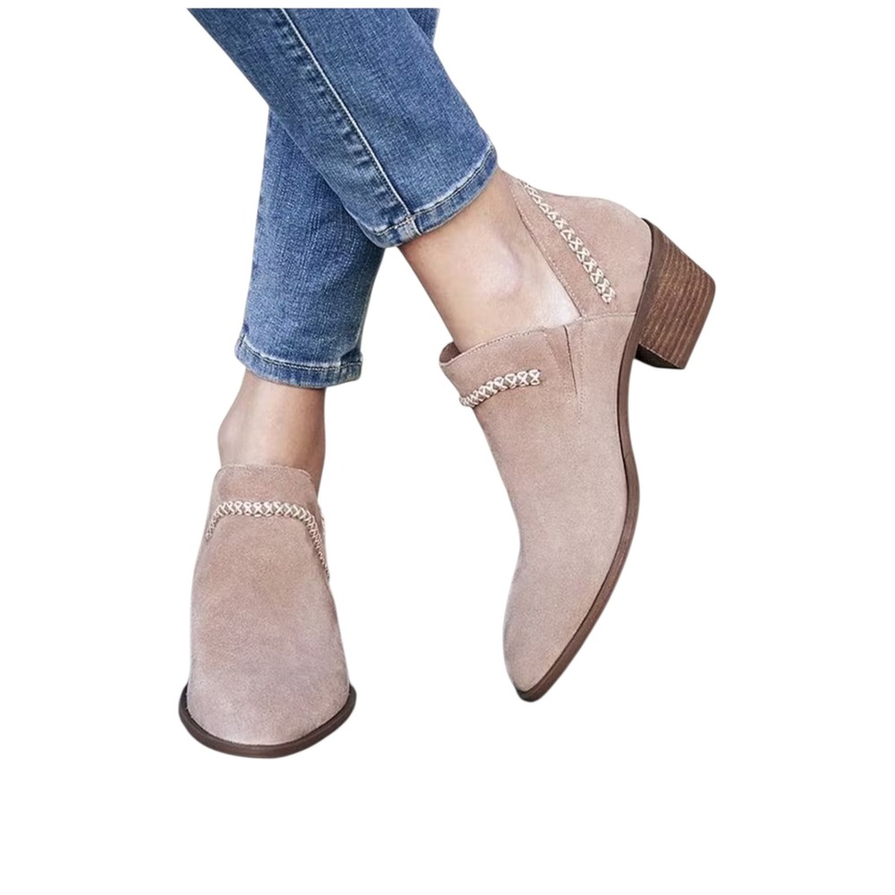 Sole Society Bootie Women 8.5 Pink Nikki Cut Out Leather Stacked Heel Braided